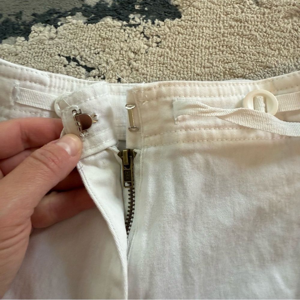 Denim & Co. White Embroidered Cropped Drawstring Pants Size Small - Picture 7 of 8